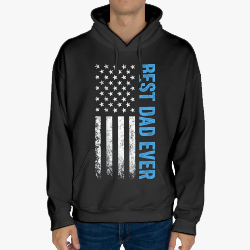 Father's day Best dad ever, US american flag father day design-Black - Unisex Heavy Blend Hooded Sweatshirt
