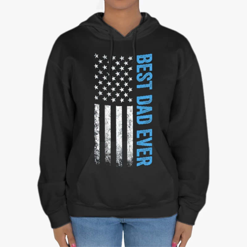 Father's day Best dad ever, US american flag father day design-Black - Unisex Heavy Blend Hooded Sweatshirt