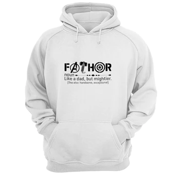 Fathor Design Tee, Like Dad Just Way Mightier T-shirt, Father Avengers Shirt, Father Is A Superhero Tee, Father Strong like Thor T-shirt, Thor Dad papa Unisex Heavy Blend Hooded Sweatshirt
