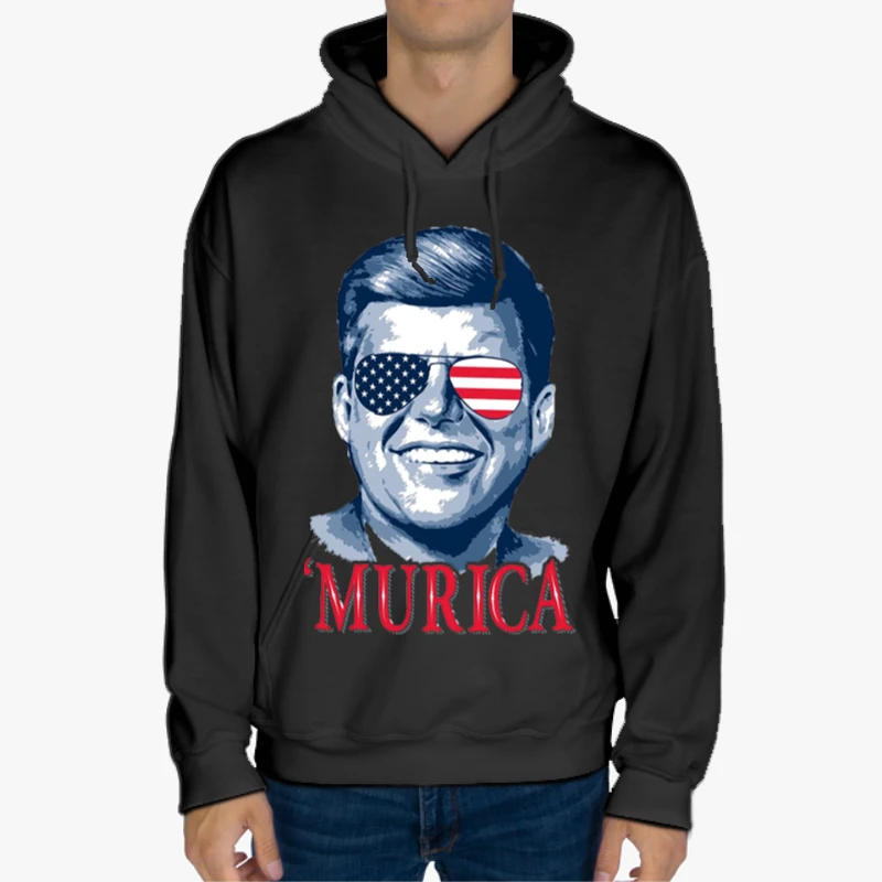 J Kennedy,Presidents Murica, 4th of July, Memorial Day, USA Pride Clipart-Black - Unisex Heavy Blend Hooded Sweatshirt