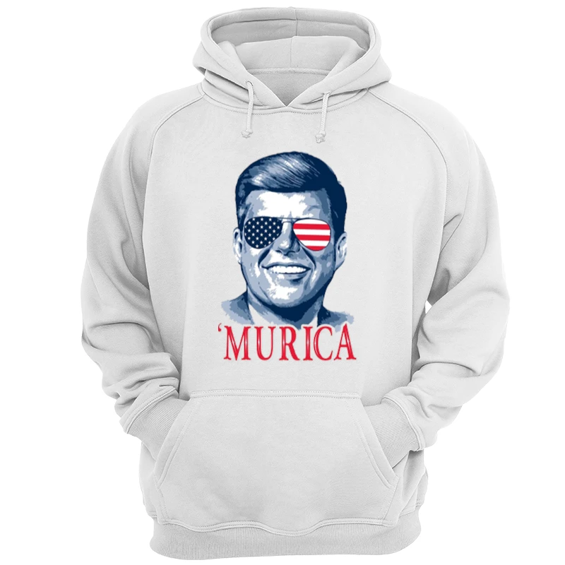 J Kennedy,Presidents Murica, 4th of July, Memorial Day, USA Pride Clipart- - Unisex Heavy Blend Hooded Sweatshirt