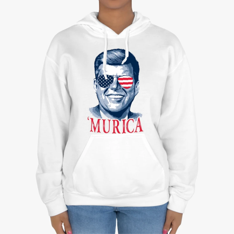 J Kennedy,Presidents Murica, 4th of July, Memorial Day, USA Pride Clipart-White - Unisex Heavy Blend Hooded Sweatshirt