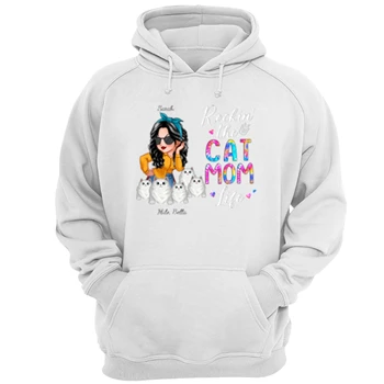Customized Rocking The Cat Mom Tee, Funny Personalized Design Cat Mom T-shirt,  Love Cat Design Unisex Heavy Blend Hooded Sweatshirt
