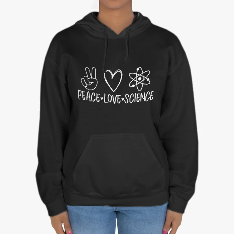 Peace love science design, teacher clipart, science clipart-Black - Unisex Heavy Blend Hooded Sweatshirt