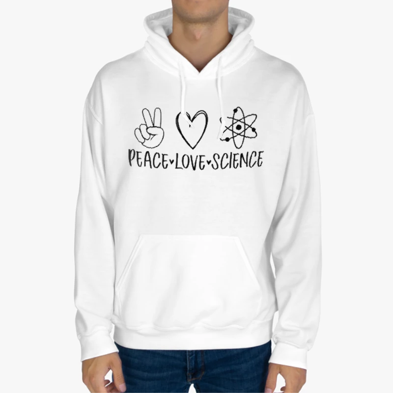 Peace love science design, teacher clipart, science clipart-White - Unisex Heavy Blend Hooded Sweatshirt