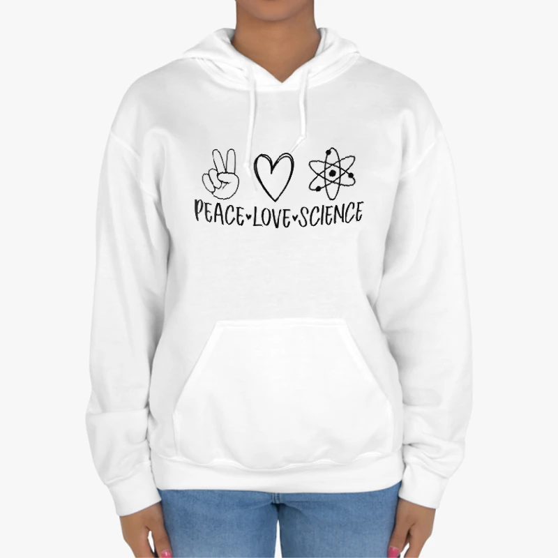Peace love science design, teacher clipart, science clipart-White - Unisex Heavy Blend Hooded Sweatshirt