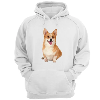 Cute Corgi Dog Sitting Tee, Cool dog clipart T-shirt,  Sitting Dog Graphic Unisex Heavy Blend Hooded Sweatshirt