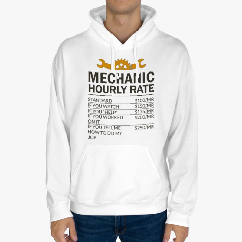 Mechanic Design, Mechanic Hourly Rate Instant Digital, Sublimation Design-White - Unisex Heavy Blend Hooded Sweatshirt