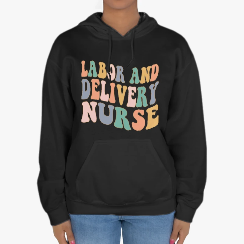 Labor and Delivery Nurse Design, Delivery Nurse Clipart, L&D Nurse Gift, Baby Nurse, Nursing Design, Nursing School Gift-Black - Unisex Heavy Blend Hooded Sweatshirt