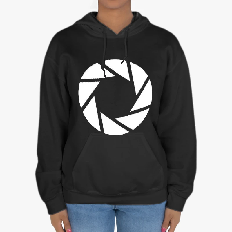 Aperture science Portal, Motif Printed Fun Design-Black - Unisex Heavy Blend Hooded Sweatshirt