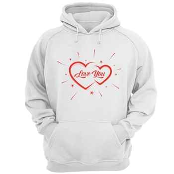 Love You Tee, Valentine Design T-shirt, Two Heart clipart Shirt, Heart Valentine Clipart Unisex Heavy Blend Hooded Sweatshirt
