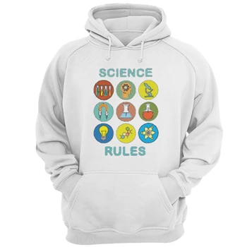 SCIENCE RULES Clipart Tee, Science Symbols Design T-shirt, Eco Shirt, Friendly Graphic Unisex Heavy Blend Hooded Sweatshirt