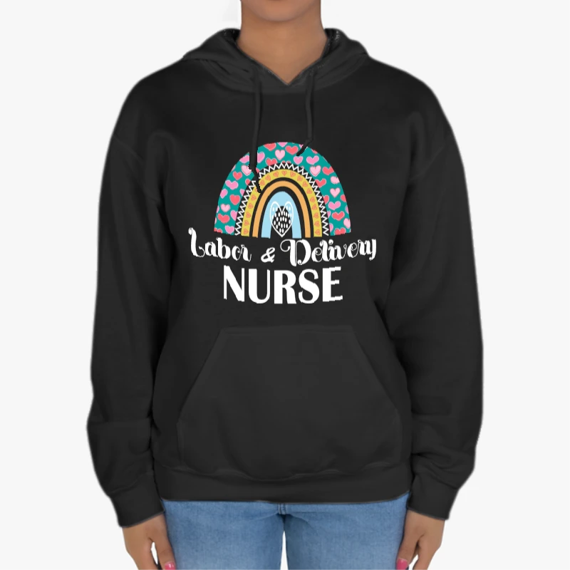 Labor and Delivery Nurse Clipart, L&D Nurse Design, Delivery Nurse Lifeline Graphic, Nurses Superhero Gift, Heartbeat Delivery Nurse-Black - Unisex Heavy Blend Hooded Sweatshirt