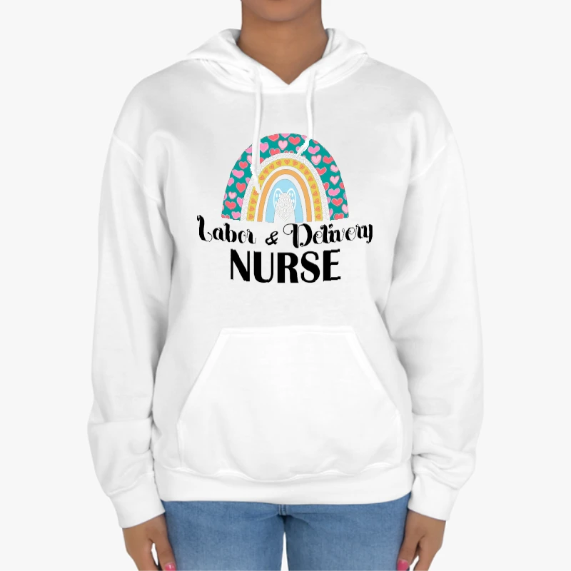 Labor and Delivery Nurse Clipart, L&D Nurse Design, Delivery Nurse Lifeline Graphic, Nurses Superhero Gift, Heartbeat Delivery Nurse-White - Unisex Heavy Blend Hooded Sweatshirt