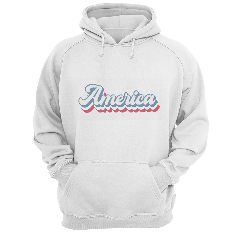 Retro America, America, Patriotic, Memorial Day, Fourth of July, USA, Retro 4th of July, America- - Unisex Heavy Blend Hooded Sweatshirt