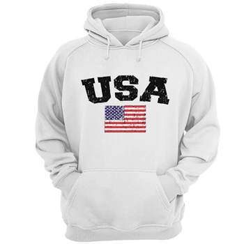 Faded Distressed USA Flag Juniors Unisex Heavy Blend Hooded Sweatshirt