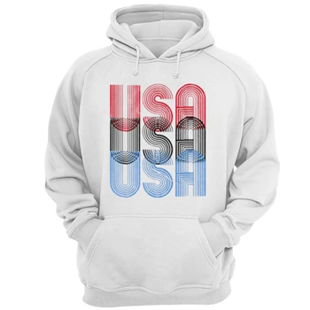 USA Funny Tee, Red White Blue Retro USA clipart T-shirt,  Cool USA Graphic Designs Unisex Heavy Blend Hooded Sweatshirt