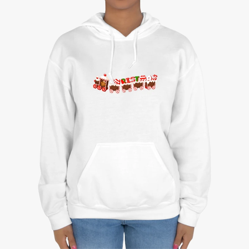 Christmas Candy Train,Merry Christmas clipart, Christmas train design, printable Christmas Decoration-White - Unisex Heavy Blend Hooded Sweatshirt