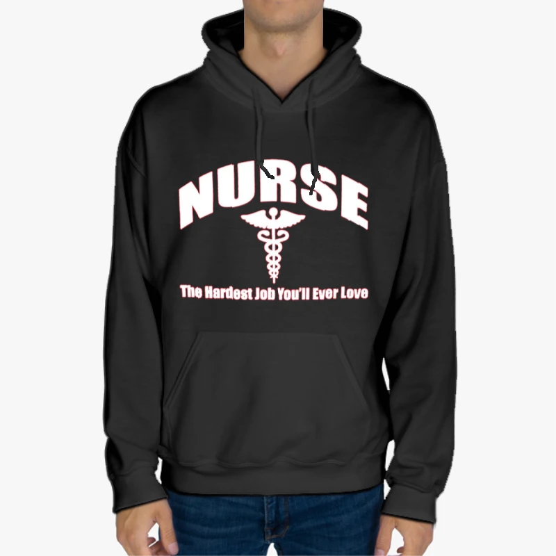 Nurse Clipart,Nursing The Hardest Job You Will Ever Love, RN LPN CNA Hospital Graphic-Black - Unisex Heavy Blend Hooded Sweatshirt