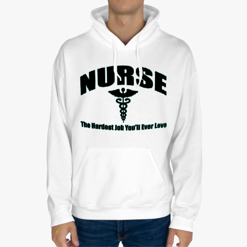 Nurse Clipart,Nursing The Hardest Job You Will Ever Love, RN LPN CNA Hospital Graphic-White - Unisex Heavy Blend Hooded Sweatshirt