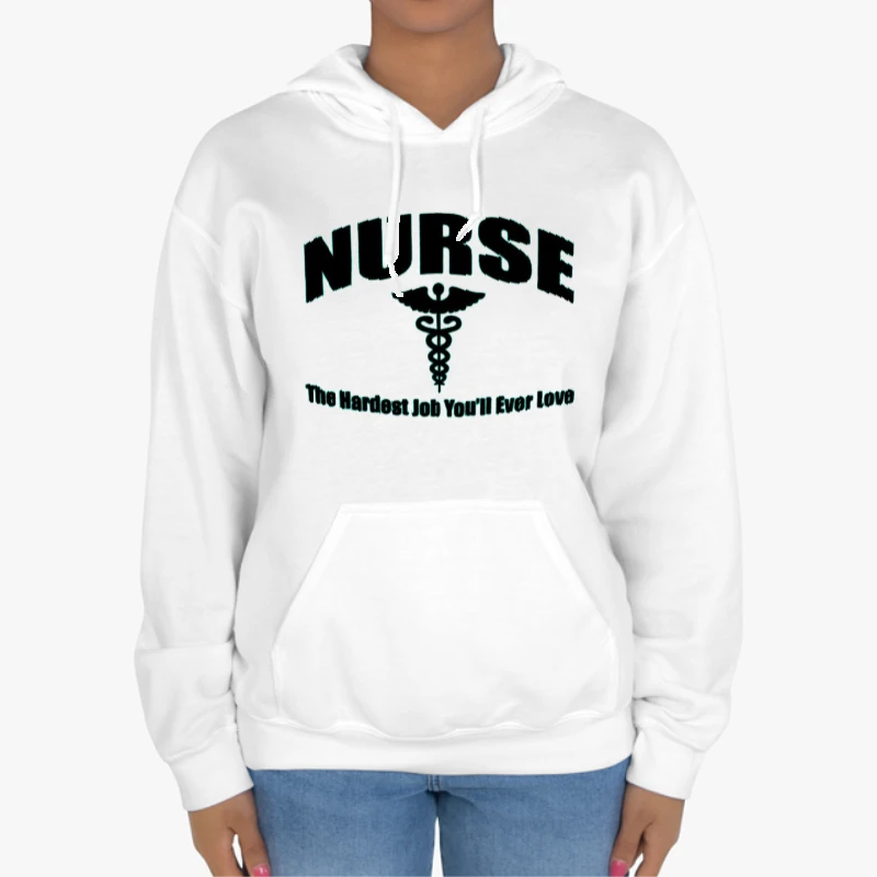 Nurse Clipart,Nursing The Hardest Job You Will Ever Love, RN LPN CNA Hospital Graphic-White - Unisex Heavy Blend Hooded Sweatshirt