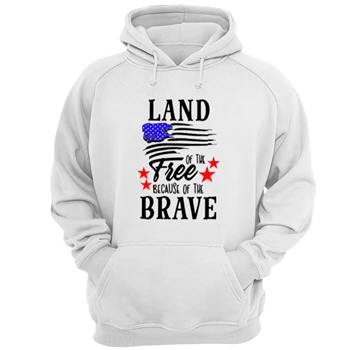 Land Of The Free Because Of The Brave Tee, 4th Of July T-shirt, Independence Day Shirt, Fourth Of July Tee,  American Flag Unisex Heavy Blend Hooded Sweatshirt
