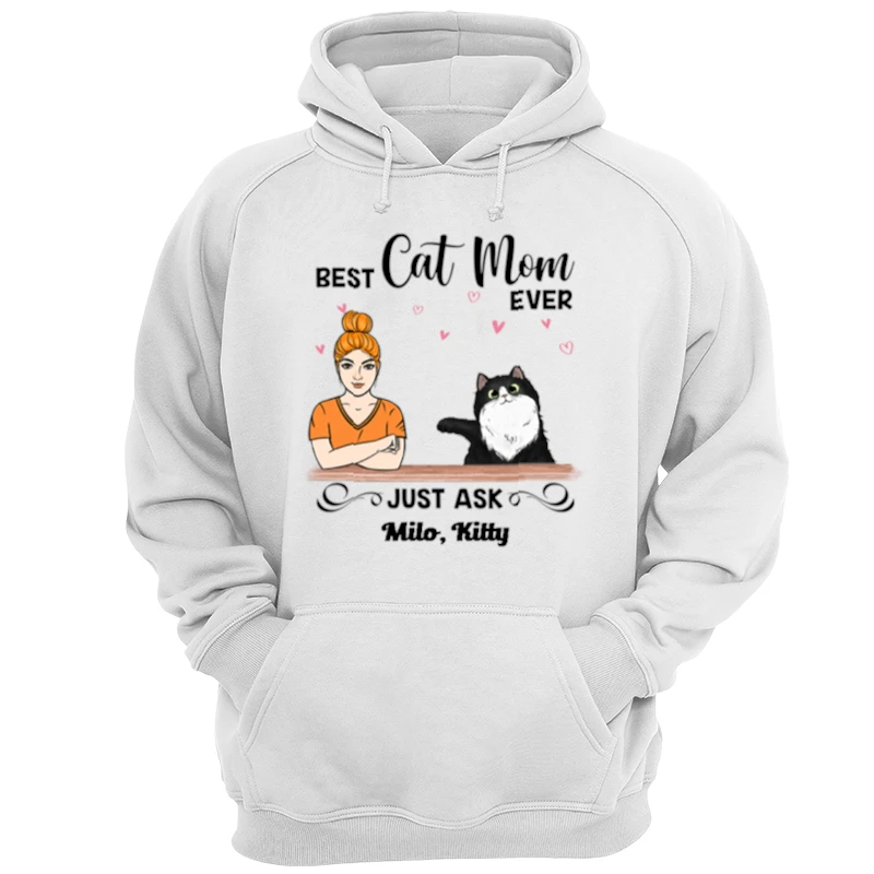 Customized Bet Cat Mom Ever, Personalized Best Cat Mom Design- - Unisex Heavy Blend Hooded Sweatshirt