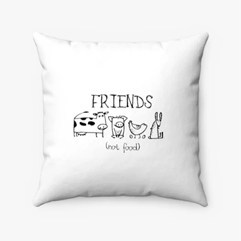 Vegan  Vegetarian Pollow, Mens Womens Ladies Gift Present Animal Lover Statement Pillows,  Animal Rights Activism Friends Not Food Spun Polyester Square Pillow