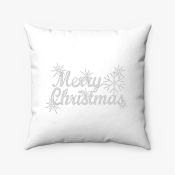 MERRY CHRISTMAS Pollow, crystal rhinestone design Pillows,  Ladies fitted XMAS clipart Spun Polyester Square Pillow