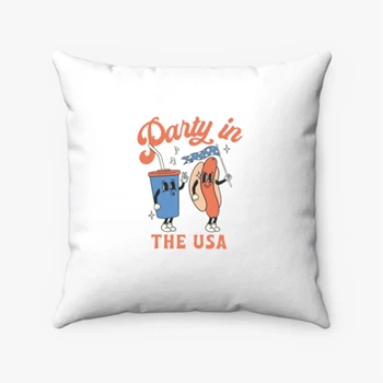 Retro Party in the USA, 4th of July, Retro funny fourth, Womens 4th of July, America Patriotic, Independence Day Pillows