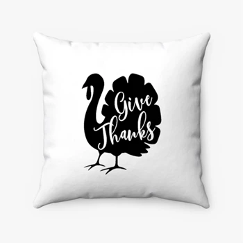 Give Thanks Long Sleeve Pollow, Turkey Long Sleeve Pillows, Fall Pollow, Thanks Giving Pillows,  Cute Fall Spun Polyester Square Pillow