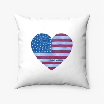 Great america flag Pollow, Great america heart Pillows, america heart clipart Pollow, usa flag Pillows,  usa heart Spun Polyester Square Pillow