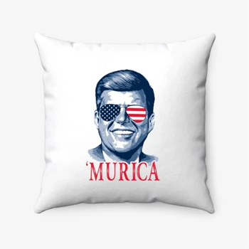 J Kennedy Pollow, Presidents Murica Pillows, 4th of July Pollow, Memorial Day Pillows,  USA Pride Clipart Spun Polyester Square Pillow