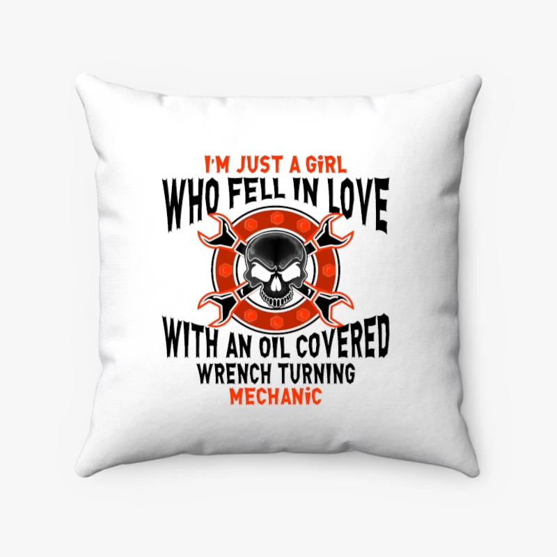 Machenic girl,Just a Girl Who Fell in Love, Fell in Love with Mechanic, Nice gift for machanic's wife or girlfriend- - Spun Polyester Square Pillow