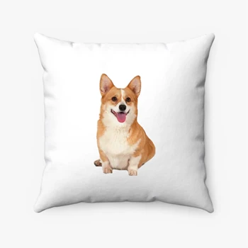 Cute Corgi Dog Sitting Pollow, Cool dog clipart Pillows,  Sitting Dog Graphic Spun Polyester Square Pillow