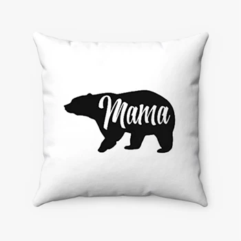 Mama Bear Clipart Pollow, Cute Funny Best Mom of Boys Girls Pillows,  Cool Mother Graphic Spun Polyester Square Pillow