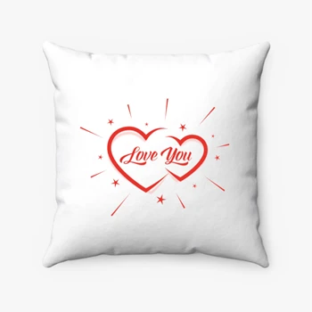 Love You Pollow, Valentine Design Pillows, Two Heart clipart Pollow, Heart Valentine Clipart Spun Polyester Square Pillow