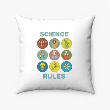 SCIENCE RULES Clipart Pollow, Science Symbols Design Pillows, Eco Pollow, Friendly Graphic Spun Polyester Square Pillow