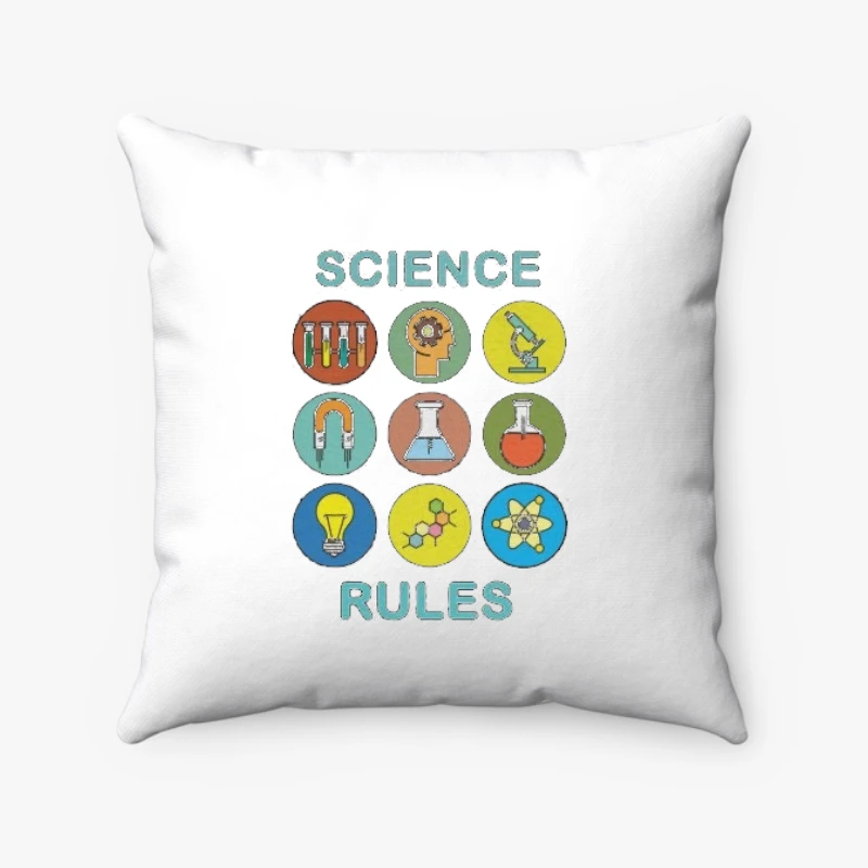 SCIENCE RULES Clipart, Science Symbols Design, Eco-Friendly Graphic- - Spun Polyester Square Pillow