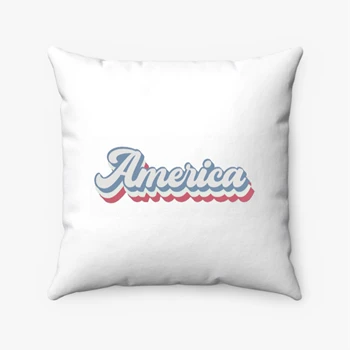 Retro America Pollow, America Pillows, Patriotic Pollow, Memorial Day Pillows, Fourth of July Pollow, USA Pillows, Retro 4th of July Pollow,  America Spun Polyester Square Pillow