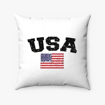 Faded Distressed USA Flag Juniors Spun Polyester Square Pillow