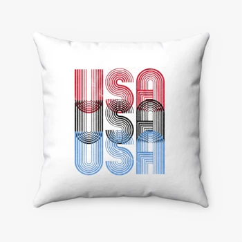 USA Funny Pollow, Red White Blue Retro USA clipart Pillows,  Cool USA Graphic Designs Spun Polyester Square Pillow