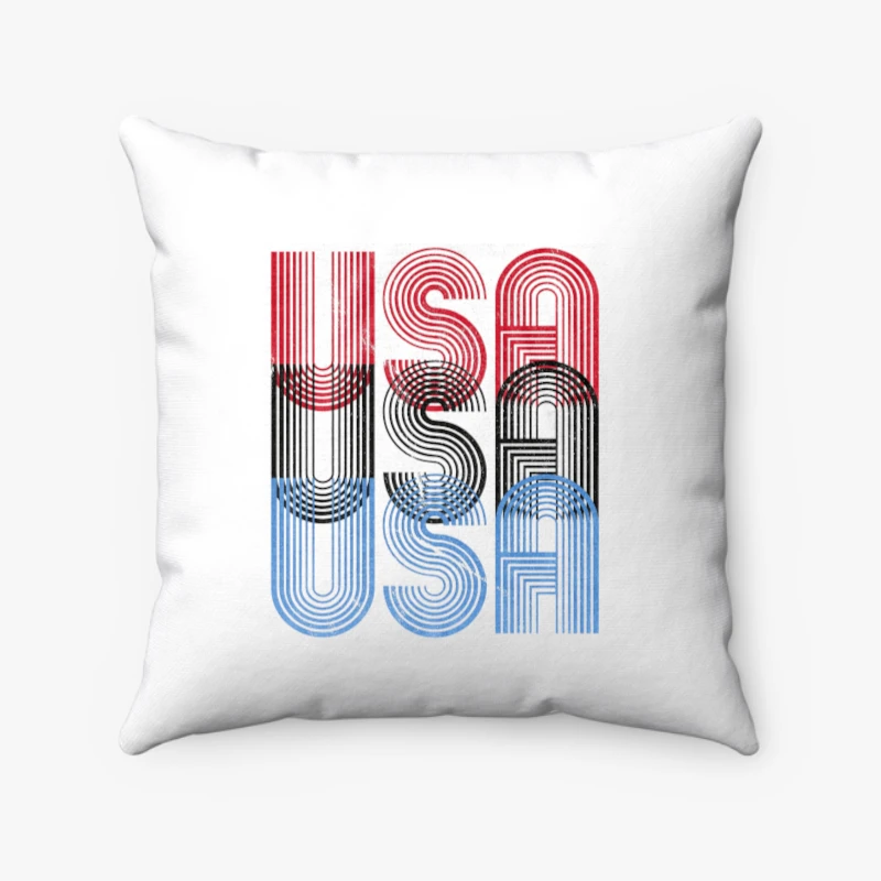 USA Funny, Red White Blue Retro USA clipart, Cool USA Graphic Designs- - Spun Polyester Square Pillow