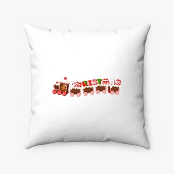 Christmas Candy Train Pollow, Merry Christmas clipart Pillows, Christmas train design Pollow,  printable Christmas Decoration Spun Polyester Square Pillow