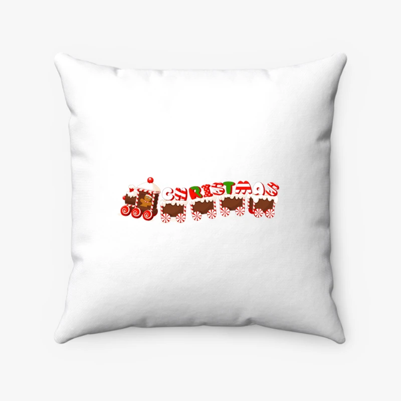 Christmas Candy Train,Merry Christmas clipart, Christmas train design, printable Christmas Decoration- - Spun Polyester Square Pillow