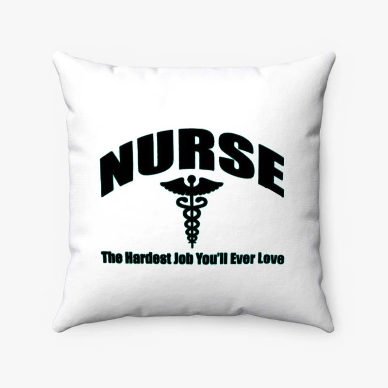 Nurse Clipart,Nursing The Hardest Job You Will Ever Love, RN LPN CNA Hospital Graphic- - Spun Polyester Square Pillow