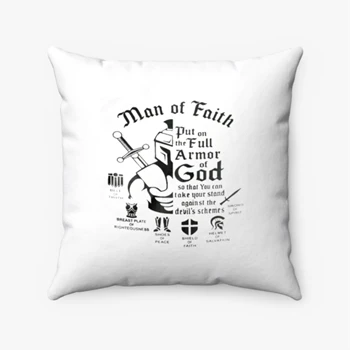 Armor Of God Pollow, Christian Gift For Man Pillows, Religious  For Men Pollow, Jesus  man Pillows, Bible Verse Pollow,  Mens Faith  Man Christian Spun Polyester Square Pillow