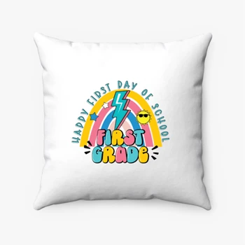Hello First Grade Pollow, Back to School Pillows, Teacher Pollow, Team Teacher Pillows, First Grade Teacher Pollow,  First Day Of School Spun Polyester Square Pillow