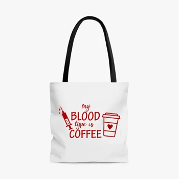 Blood Type Coffee clipart Bag, Nurse Medical Funny Design Tole Bag,  Funny Nursing Graphic AOP Tote Bag