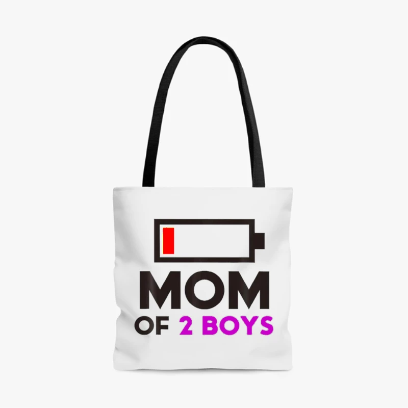 Mom of 2 Boys, Gift from Son Mothers Day, Birthday Women Design- - AOP Tote Bag